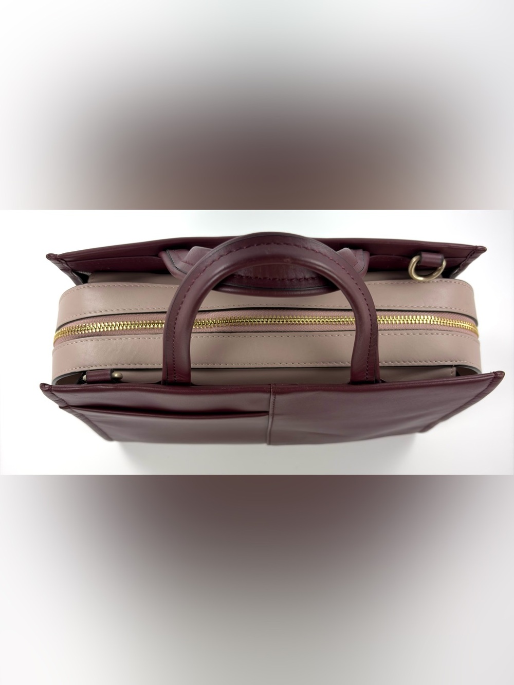 Radley London Hope Place Stripe Strap Burgundy Leather Satchel EUC - Picture 11 of 16